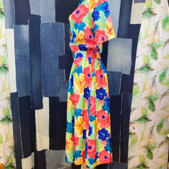 Vintage Big Floral Print Shirt & Skirt w/Pockets and back elastic. Sz L - Picture 10 of 15